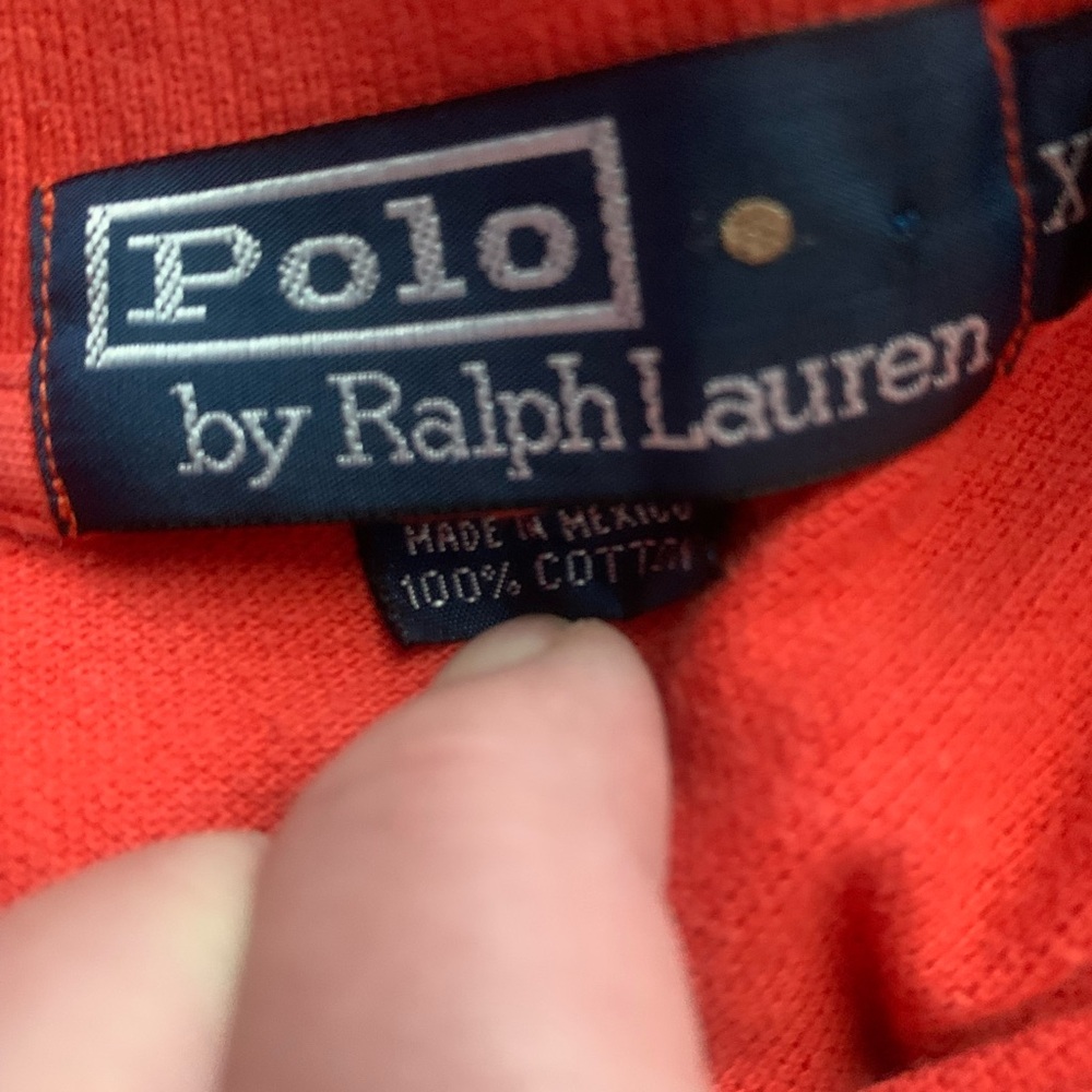 Polo Ralph Lauren Orange Polo Top Blue Pony Size XXL - Picture 3 of 6